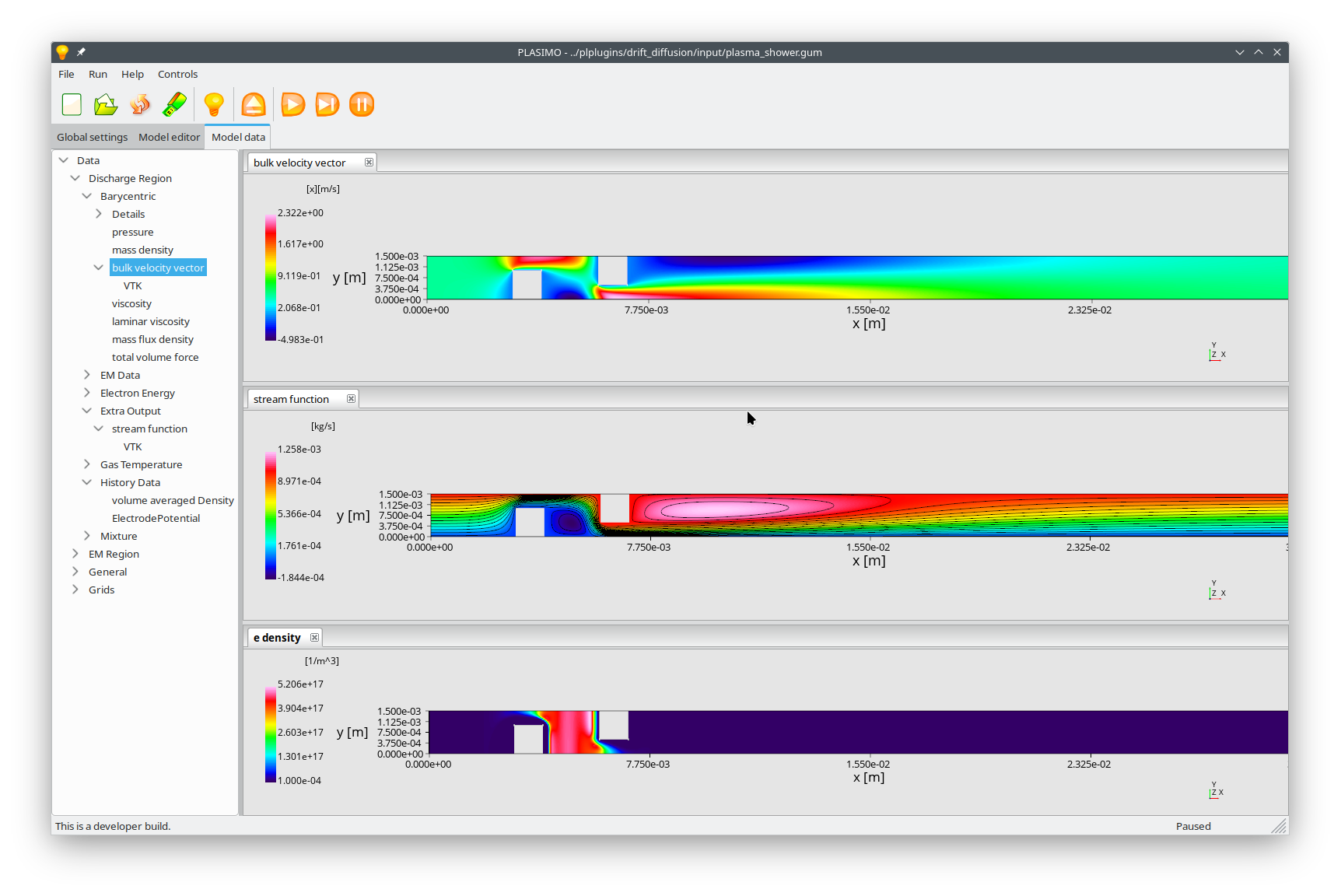 Screenshot of plasma shower model