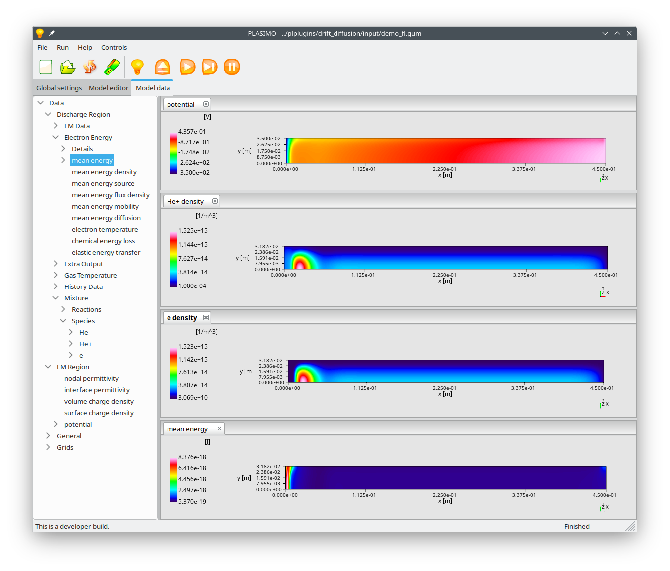 Screenshot of PLASIMO's DD model